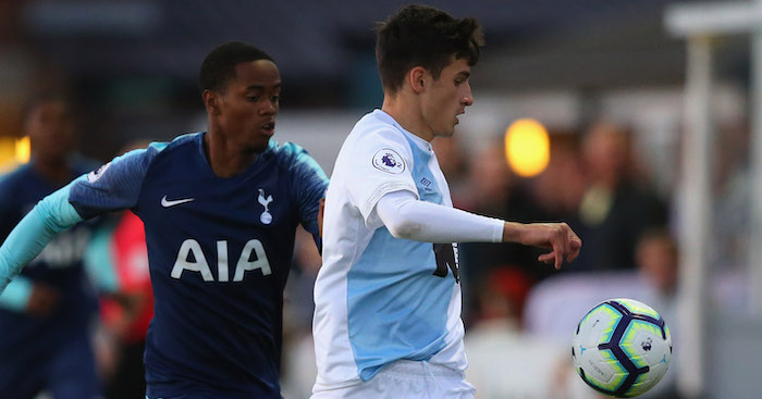 of Blackburn Rovers of Tottenham Hotspur during the Premier League 2 match between Blackburn Rovers and Tottenham Hotspur at the County Ground on September 28, 2018 in Leyland, England.