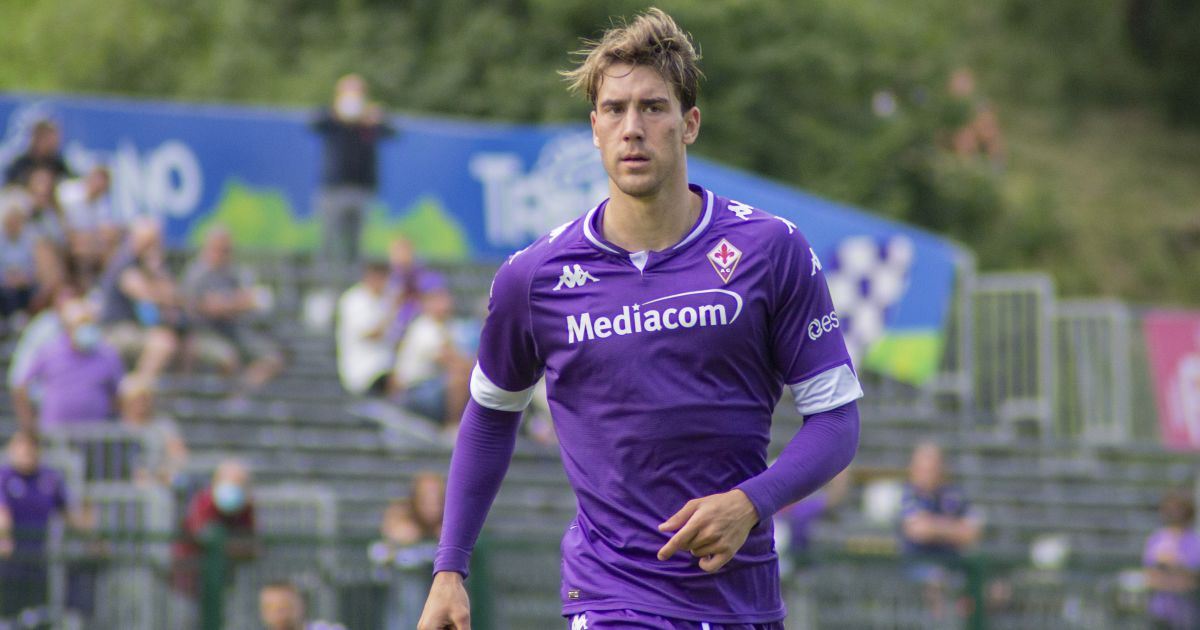 Dusan Vlahovic in action friendly v Virtus Verona July 2021