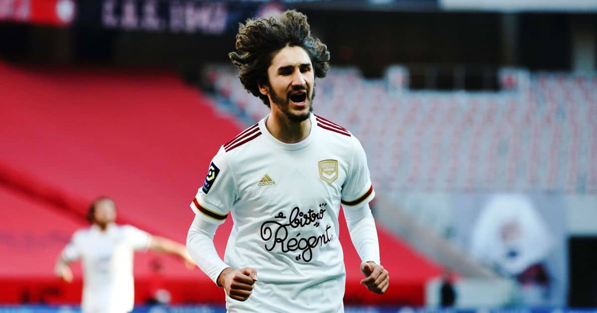 Yacine Adli celebrating for Bordeaux in game against Nice