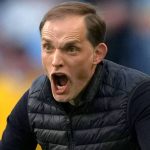 Chelsea manager Thomas Tuchel bellowing at his side during the Champions League final against Man City 2021 Chelsea manager Thomas Tuchel shotuing at his players during the Champions League final v Man City