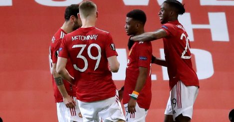 Amad Diallo of Manchester United celebrating his goal against AC Milan