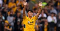 New Wolves forward Hwang Hee-chan waving at Molineux 2021