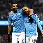Bernardo Silva embraces Riyad Mahrez after Man City goal at the Etihad in February 2020 Bernardo Silva Man City