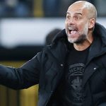 Pep Guardiola reacts during Club Brugge vs Manchester City, October 2021 Pep Guardiola reacts during Club Brugge vs Manchester City, October 2021