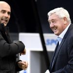 Pep Guardiola and Steve Bruce before Man City vs Newcastle in the Premier League Pep Guardiola Man City
