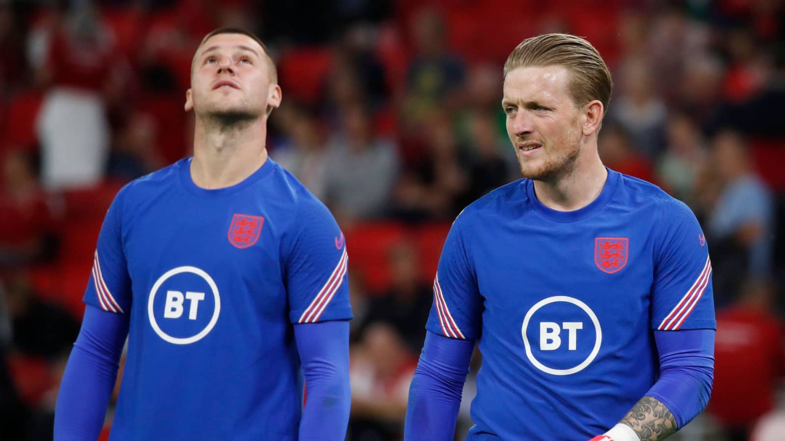 England goalkeepers Sam Johnstone and Jordan Pickford