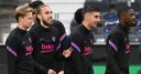 Frenkie de Jong, Oscar Mingueza, Ferran Torres and Ousmane Dembele , Barcelona training, ahead of the Europa League first leg at Eintracht Frankfurt